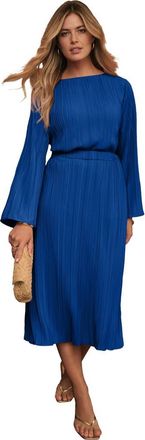 Jessica London Plisse Midi Skirt in Dark Sapphire at Nordstrom, Size 24