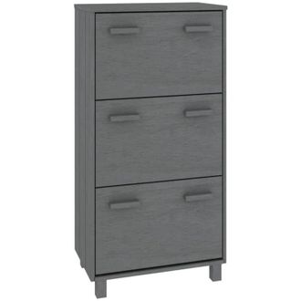 vidaXL Zapatero Hamar Madera Maciza Pino Gris Oscuro 59,5x35x117 Cm Vidaxl