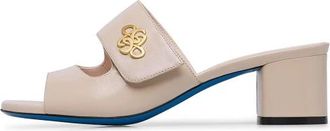 Loriblu Mule met metalen logo - Dames - Muiltjes - Beige - 36 EU - Leer - Schoenen