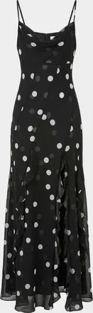 n/nicholas Kamila Polka Dot Georgette Ruffled Gown