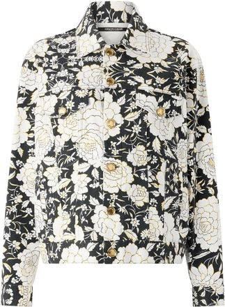Roberto Cavalli Giacca denim a fiori - Bianco