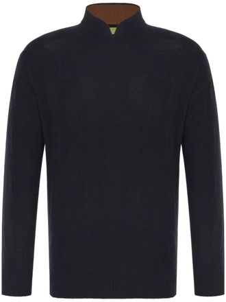 Shanghai Tang Silver Ingot jacquard jumper - men - Wool/Cashmere - 50 - Black