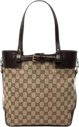 Gucci Pre-owned Tote Bags, female, Beige, Size: ONE SIZE Pre-owned Vintage Canvas Tote
