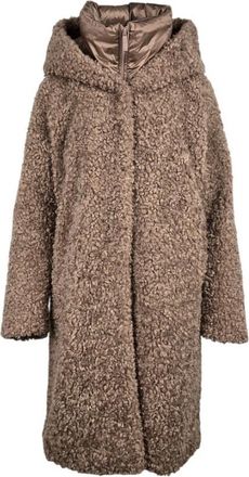 Bomboogie Lange Jas in Sherpa Fleece - Dames - Mantel - Bruin - M - Polyester - Jassen