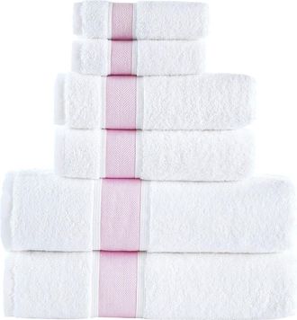 Brooks Brothers Ottoman Rolls 6-Piece Towel Set in White/Purple at Nordstrom Rack