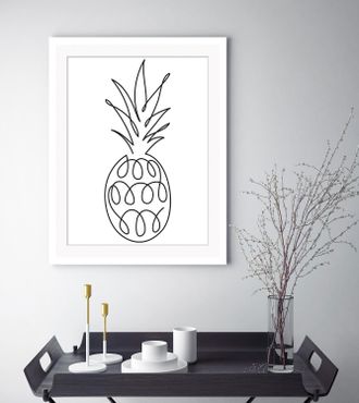 Queence Bild »Juliane« Abstrakt Ananas Kunst Obst Schwarz-Weiss