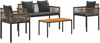 vidaXL Juego De Muebles De Exterior Gris Y Gris Oscuro Rat&aacute;n Sint&eacute;tico Vidaxl