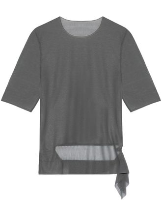 Yohji Yamamoto Semi-doorzichtig T-shirt - Grijs