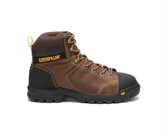 CAT Mens Wellspring Steel Toe Metatarsal Guard Waterproof Work Boot In Brown