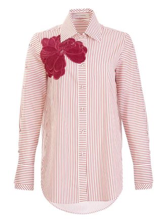 Silvia Tcherassi Premium striped floral shirt - women - Cotton - S - Red