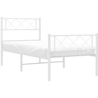 vidaXL Estructura Cama Sin Colch&oacute;n Con Estribo Metal Blanco 100x200 Cm Vidaxl