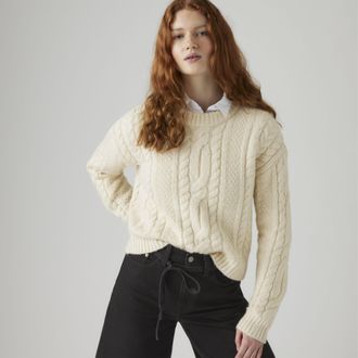 Levi's Ines Cable Sweater - Womens - L - Neutral / Tofu