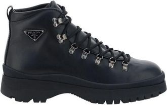 Prada Black Rubber Lace-Up Mens Boots