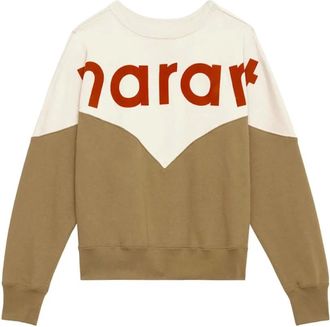 Isabel Marant Sweatshirts, female, Multicolor, Size: XS Beige Colour-Block Sweatshirt with Logo Print