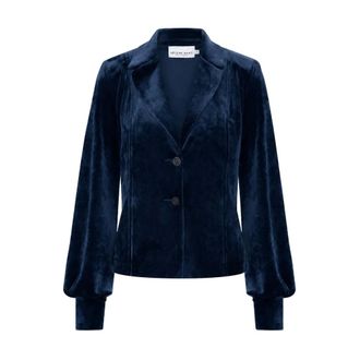 Hart by Helena Hart Jassen, Dames, Blauw, 2Xl, Leer, Lora Velour Blazer