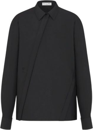 Dior Blouse met asymmetrische sluiting - Dames - Blouses - Zwart - M - Katoen - Overhemden