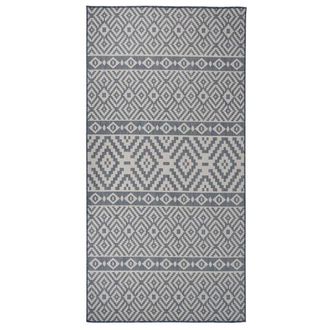 Berkfield Home Outdoor Flatweave Rug 100x200 cm Blue Stripes | Size: Medium