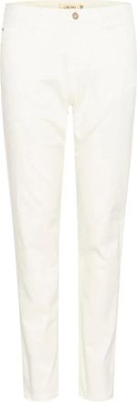 Cream Witte Twill Broek Straight Leg - Dames - Straight fit broeken - Wit - W25 L30 - Broeken