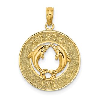 Diamond2Deal 14k Yellow Gold MYSTIC CT Dolphins Charm Pendant