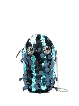 Anya Hindmarch sequin embellished clutch bag - women - Sequin/Satin/Calf Leather - One Size - Blue