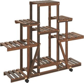 vidaXL Soporte de flores con ruedas madera maciza abeto 110x25x101 cm Vidaxl