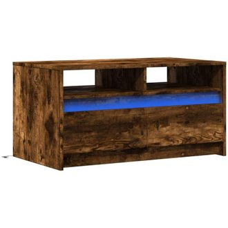 vidaXL Mesa De Centro Con Luces Led Madera De Ingenier&iacute;a Roble Ahumado Vidaxl