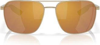 Costa 58mm Polarized Mirrored Rectangular Sunglasses in Gold/Gold Mirror 580G at Nordstrom