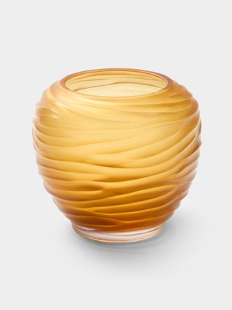 Micheluzzi Glass Goccia Ambra Onde Hand-Blown Murano Glass Vase (8in/20cm)