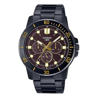 Casio Casio Dress Classic Minimalistic Analog Watch Black Gold MTP-VD300B-5E