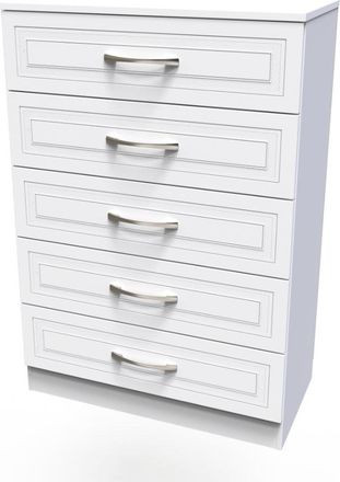 Welcome Furniture Dakar Ready Assembled Chest of Drawers with 5 Drawers - Signature White - Welcome Furniture | TJ Hughes