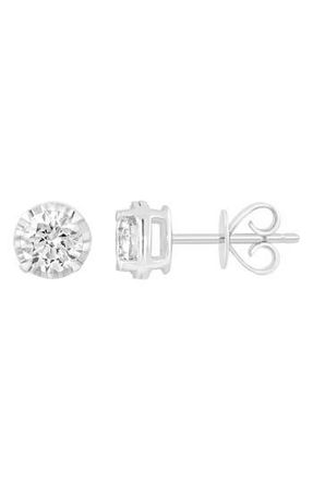 Effy 14K White Gold Round Lab Grown Diamond Stud Earrings in Silver at Nordstrom Rack