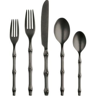 Mepra Bali Flatware Set - 20 Pieces in Pewter Black Gold at Nordstrom