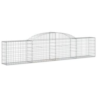Berkfield Home Decorative Arched Gabion Baskets 6 pcs 300x30x60/80 cm Galvanised Iron in Silver