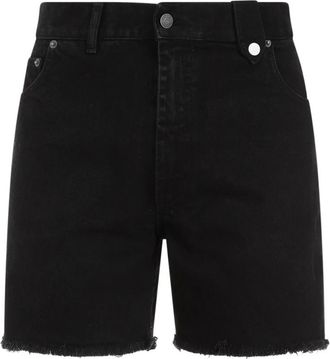 EGONlab. Zwarte Denim Shorts Rechte Franje Zoom - Heren - Denim shorts - Zwart - S - Denim - Korte Broeken