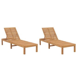 vidaXL Tumbonas 2 Unidades Madera Maciza De Teca Vidaxl