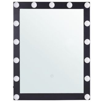 Beliani Beliani - Espejo De Pared Iluminaci&oacute;n Led Negro 50 X 60 Cm Tocador Glamuroso Odenas