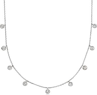 Ross-Simons Lab-Grown Diamond Station Drop Necklace in Sterling Silver