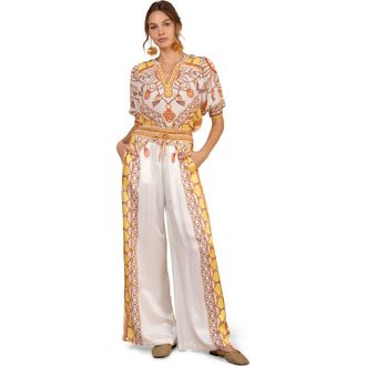 Hale Bob Danica Silk Charmeuse Pant in Gold at Nordstrom, Size Medium 32