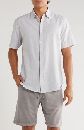 Coastaoro Key Largo Short Sleeve Linen Blend Button-Up Shirt in Lt Grey at Nordstrom Rack, Size Xx-Large
