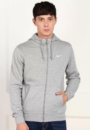 Nike Fleece Heren Zip Through Club Swoosh Hoodie In Grijs