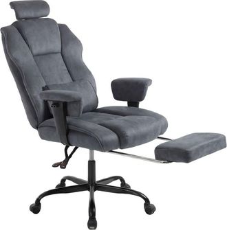 Levede Executive Ergonomic Office Chair Suede Fabric Spring Seat 155&deg; Recline Footrest