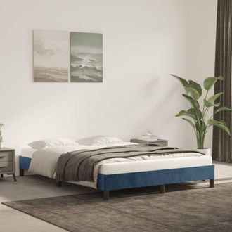 vidaXL Estructura De Cama Sin Colch&oacute;n Terciopelo Azul Oscuro 140x190cm Vidaxl
