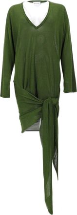 The Attico Draped V-Neck Asymmetrical Mini Dress