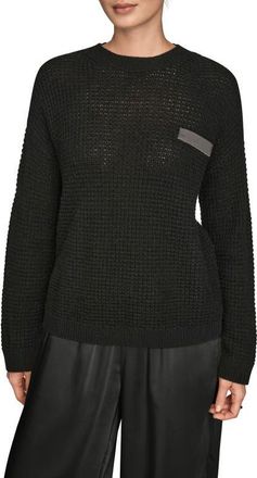 DKNY Waffle Stitch Wool & Cashmere Sweater in Black/Silver at Nordstrom, Size X-Small