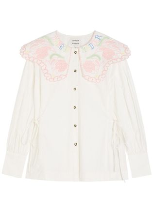 Damson Madder Valentina Embroidered Cotton-poplin Blouse - White - 16 (UK16 / XL)