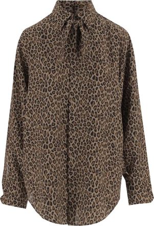 SA SU PHI Zijden Blouse met Dierenprint - Dames - Overhemden - Veelkleurig - XL - Overhemden