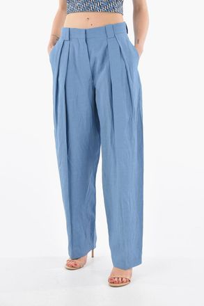 Stella McCartney Pantaloni Ampi a Doppia Pince in Lino e Viscosa Sostenibile Stella McCartney