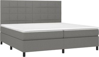 vidaXL Vidaxl - Cama Box Spring Con Colch&oacute;n Tela Gris Oscuro 200x200 Cm
