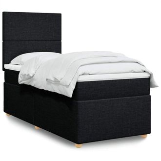 vidaXL Cama Box Spring Con Colch&oacute;n Tela Negro 90x190 Cm Vidaxl