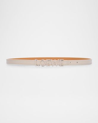Loewe Logo Lettering Leather Skinny Belt